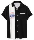Camisa de boliche Deer Lady dos anos 50 com estampa retrô preta havaiana 3X