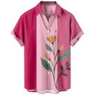 Camisa de boliche Domirica Pink Flower Print para homens vintage