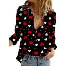 Camisa de botão Corkifux para Dia dos Namorados com estampa de coração feminina