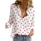 Camisa de botão Corkifux Valentines Love Heart Women