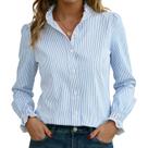 Camisa de botão Funlingo listrada feminina azul branca XL Camisa de botão Funlingo listrada feminina azul branca XL