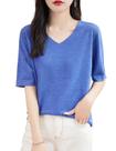 Camisa de camada base Chanyarn 100% lã merino com decote em V para mulheres