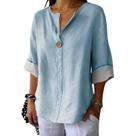 Camisa de cardigã feminina Domirica leve com decote em V azul