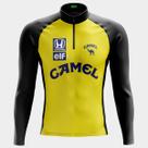 Camisa de Ciclismo Masculina Camel Manga Longa PRO 3 Bolsos Traseiros Utilitários Proteção Uv Zíper Parcial