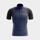 Camisa de Ciclismo Masculina Way Fresh Azul Marinho Proteção Uv 3 Bolsos Traseiros Ziper Respirável