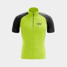 Camisa de Ciclismo Masculina Way Fresh Verde Limão Manga Curta 3 Bolsos Traseiros Porteção Uv Ziper Respirável