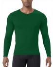 Camisa de compressão EAONLFP com decote em V e manga comprida para homens verde