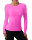 Camisa de compressão EAONLFP feminina de manga comprida rosa tamanho S