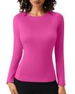 Camisa de compressão POIHIDE feminina de manga comprida rosa choque Camisa de compressão POIHIDE feminina de manga comprida rosa choque