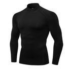 Camisa de compressão Queerier masculina de gola alta, manga comprida, preta