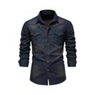 Camisa De Denim De Algodão Elástico Slim Fit Para Homens, Manga Longa, Casual, Designer AIOPESON