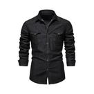 Camisa De Denim De Algodão Elástico Slim Fit Para Homens, Manga Longa, Casual, Roupas De Designer Camisa De Denim De Algodão Elástico Slim Fit Para Homens, Manga Longa, Casual, Roupas De Designer