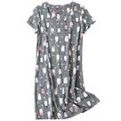 Camisa de dormir feminina de manga curta de algodão Zando cinza M Camisa de dormir feminina de manga curta de algodão Zando cinza M