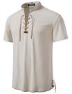 Camisa de fantasia JEMITOP Retro Renaissance Pirate Viking Beige L