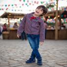 Camisa De Festa Junina Infantil Azul E Vermelha C/ Lenço Fantasia De São João Arraiá