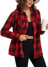 Camisa de flanela KevaMolly xadrez de manga comprida para mulheres tamanho GG