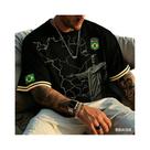 Camisa De Futebol Impressa Em 3D Da Seleção Brasileira, T-shirt Confortável Para Uso Familiar No