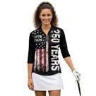 Camisa de golfe Boatee com manga 3/4 e gola com controle de umidade