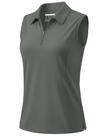 Camisa de golfe MAGCOMSEN SPF 50+ sem mangas para mulheres cinza M Camisa de golfe MAGCOMSEN SPF 50+ sem mangas para mulheres cinza M