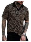 Camisa de golfe SOLY HUX masculina com estampa de chita com decote em V e manga curta Camisa de golfe SOLY HUX masculina com estampa de chita com decote em V e manga curta