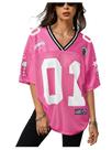Camisa de Jersey RoseSeek Y2K Football com decote em V rosa choque para mulheres
