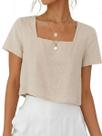 Camisa de linho IDEALSANXUN para mulheres, primavera, verão, bege, XL Camisa de linho IDEALSANXUN para mulheres, primavera, verão, bege, XL
