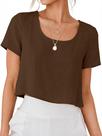 Camisa de linho IDEALSANXUN para mulheres Spring Summer Coffee XL