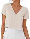 Camisa de linho Kinghua 2026 Spring Summer Beach para mulheres