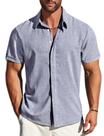 Camisa de linho MAPICK para homens casual com botões e manga curta Camisa de linho MAPICK para homens casual com botões e manga curta