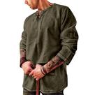 Camisa de linho masculina Rela Bota de manga comprida Solid Black XL
