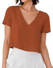 Camisa de linho Mywinway 2026 Primavera Verão para mulheres Brick Red Camisa de linho Mywinway 2026 Primavera Verão para mulheres Brick Red