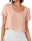 Camisa de linho Mywinway 2026 Primavera Verão para mulheres rosa XS Camisa de linho Mywinway 2026 Primavera Verão para mulheres rosa XS