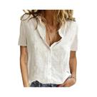 Camisa De Linho Oversized Feminina De Verão Com Estampa De Pássaros, Blusa Solta De Manga Curta,