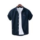 Camisa De Negócios Masculina Slim Fit Em Algodão Puro, Respirável, Estilo Britânico, Cor Sólida Para