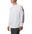 Camisa de pesca Columbia Terminal Tackle de manga comprida masculina branca Camisa de pesca Columbia Terminal Tackle de manga comprida masculina branca