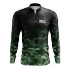 Camisa de Pesca Proteção Solar UV Camuflado - Mar Negro Camisa de Pesca Proteção Solar UV Camuflado - Mar Negro