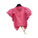 Camisa De Renda Da Moda Coreana Para Mulheres Com Mangas Curtas E Renda, Blusa De Verão 2024 Para