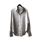Camisa De Seda Branca Com Botões, Manga Longa, Blusa Vintage, Corte Solto, Moda Feminina Para a Camisa De Seda Branca Com Botões, Manga Longa, Blusa Vintage, Corte Solto, Moda Feminina Para a