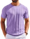 Camisa de suéter COOFANDY casual de manga curta tricotada lilás masculina
