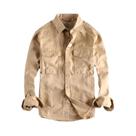 Camisa De Trabalho Masculina Khaki Retro Com Lavagem, Outono 204, Jaqueta Solta Com Bolso