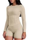 Camisa de treino GYM RAINBOW de manga comprida para mulheres - Oxford Tan