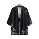 Camisa De Verão Masculina RANMARU Kimono De Manga Curta Estampada Moda Retro Harajuku