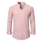 Camisa DELCARINO, gola de linho, manga comprida, rosa M