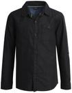 Camisa DKNY Boys Button Down, manga comprida, tamanho 8, preta, lavagem