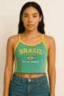 Camisa Do Brasil Bordada Regata Tecido Suplex Alça Fina Feminina Camisa Do Brasil Bordada Regata Tecido Suplex Alça Fina Feminina