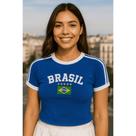 camisa do brasil feminina baby look bordada sem estado