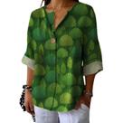 Camisa domirica Business Casual de linho, manga 3/4, feminina, verde, 2GG