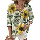 Camisa domirica de tamanho grande com estampa floral com botões para mulheres Camisa domirica de tamanho grande com estampa floral com botões para mulheres