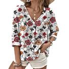 Camisa domirica de tamanho grande com estampa floral com botões para mulheres Camisa domirica de tamanho grande com estampa floral com botões para mulheres