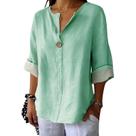 Camisa Domirica Summer 3/4 de manga comprida com decote em V verde ciano 2GG feminina